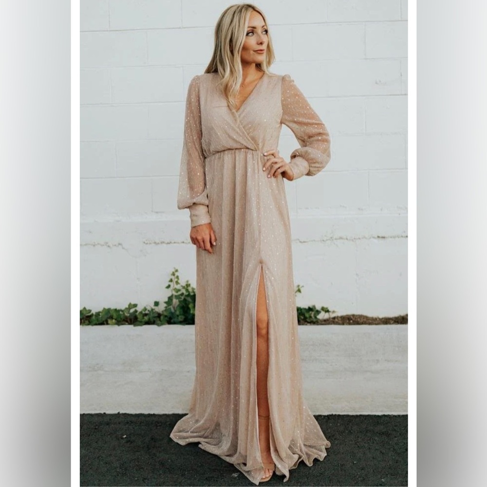 Baltic Born Abigail Sparkle Gown in Champagne